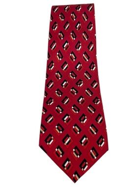 Vintage Bijoux Terner Red Silk Geometric Tie
